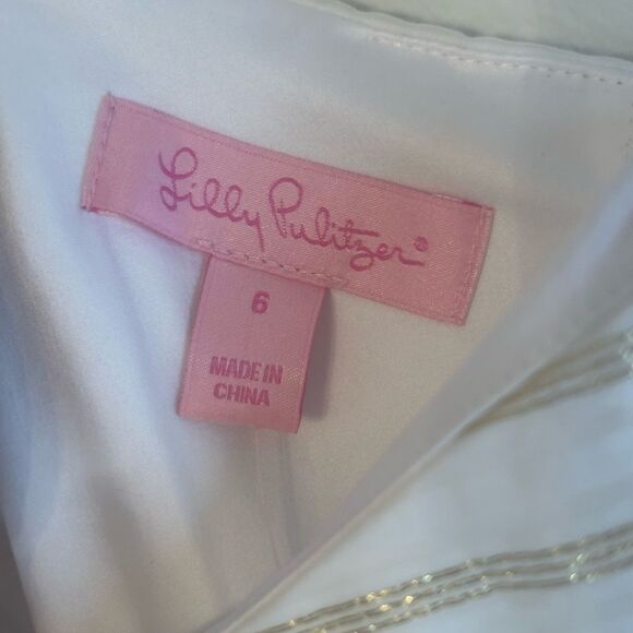 Lilly Pulitzer NWT white/gold metallic strapless Kerry dress Size 6 - Picture 6 of 10